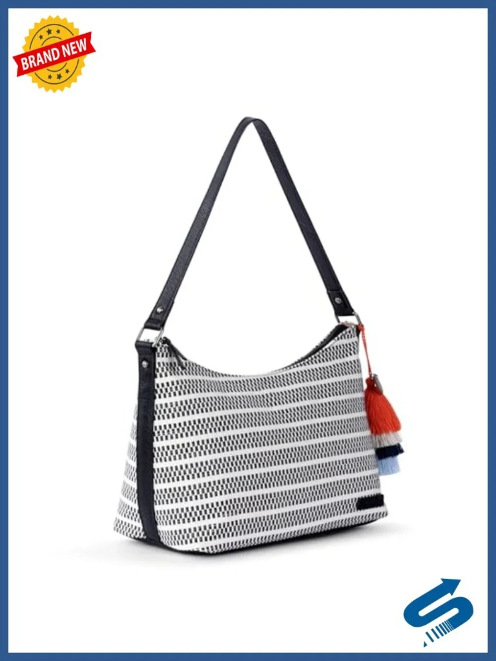 Spacious Hobo Shoulder Bag with Zipper Closure and Detachable Key Dangle